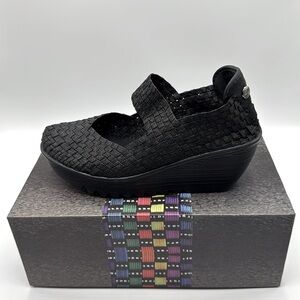 Bernie Mev Lilia Metallic Black Woven Wedge